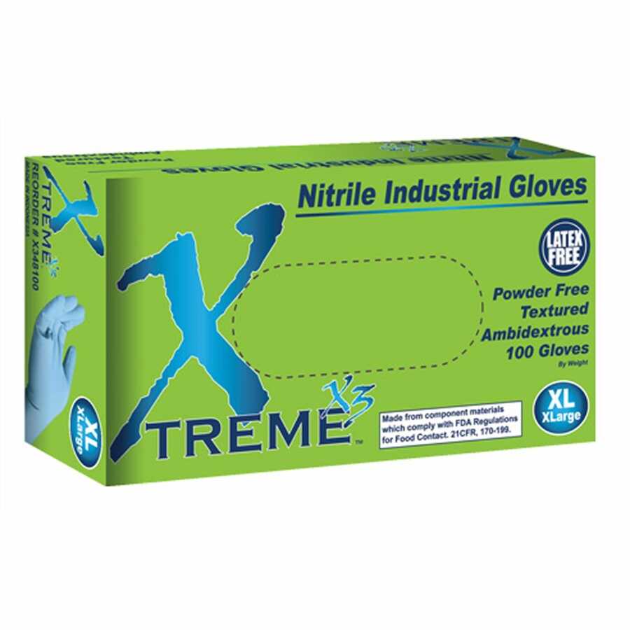 XL Xtreme X3 Powder Free Textured Blue Nitrile