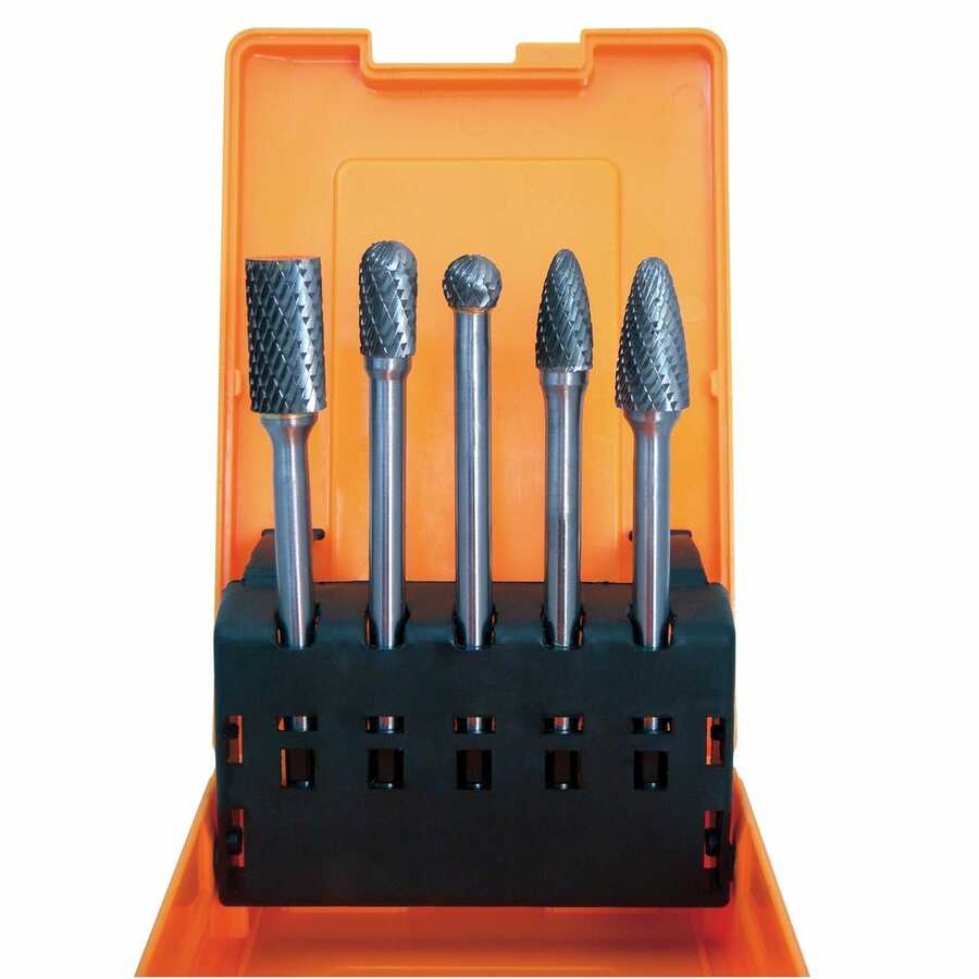 5pc Long Double Cut Carbide Burr Set 4.5"