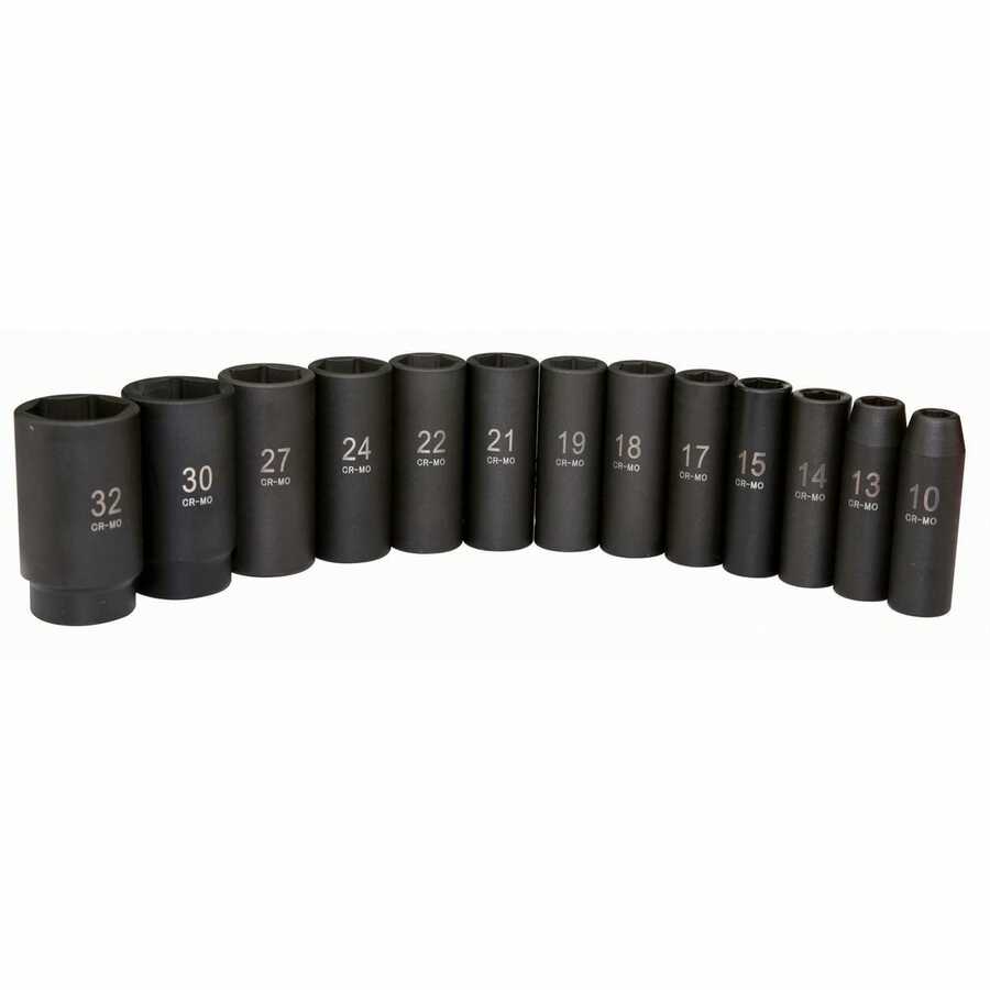 13pc 1/2" Metric Deep Wall Impact Socket Set