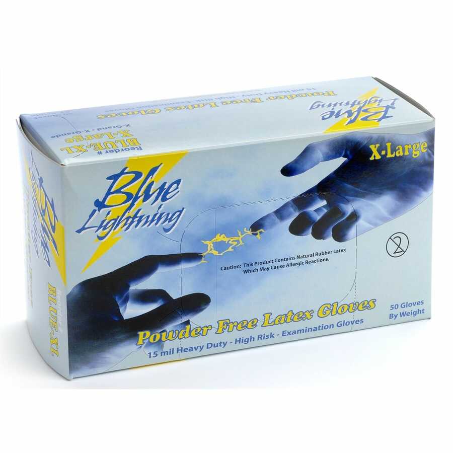 Blue Lightning Latex Gloves Extra-Large