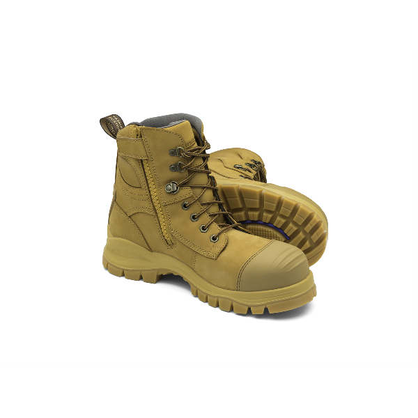 Steel Toe Lace Up Side Zip, Water Resistant, Bump Cap, Wheat, AU