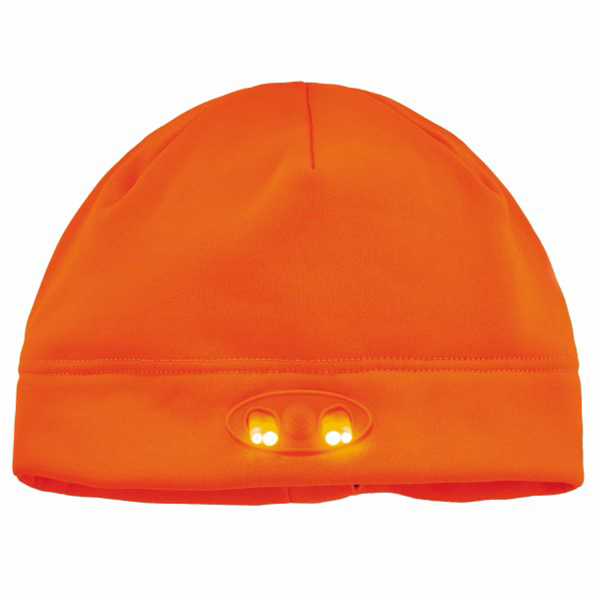 6804 Orange Skull Cap Beanie Hat with LED Lights