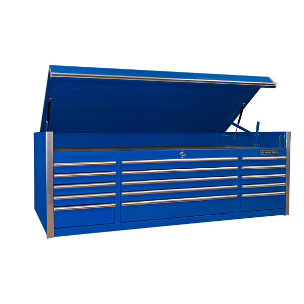 72 Inch 15 Drawer Triple Bank Professional Top Chest in Blue