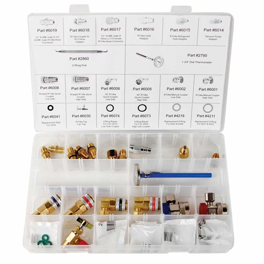 R134a Manifold Coupler and Fitting Assortment 41 Pc