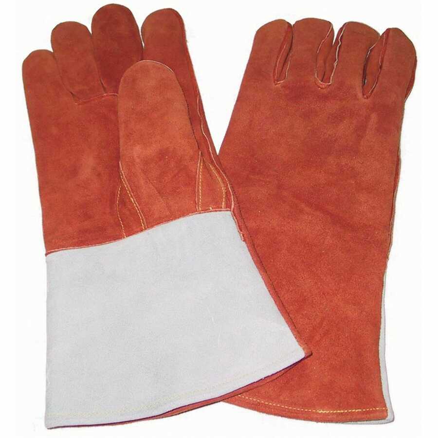 Welders Gloves with Thumb Strap, Russet - Brown