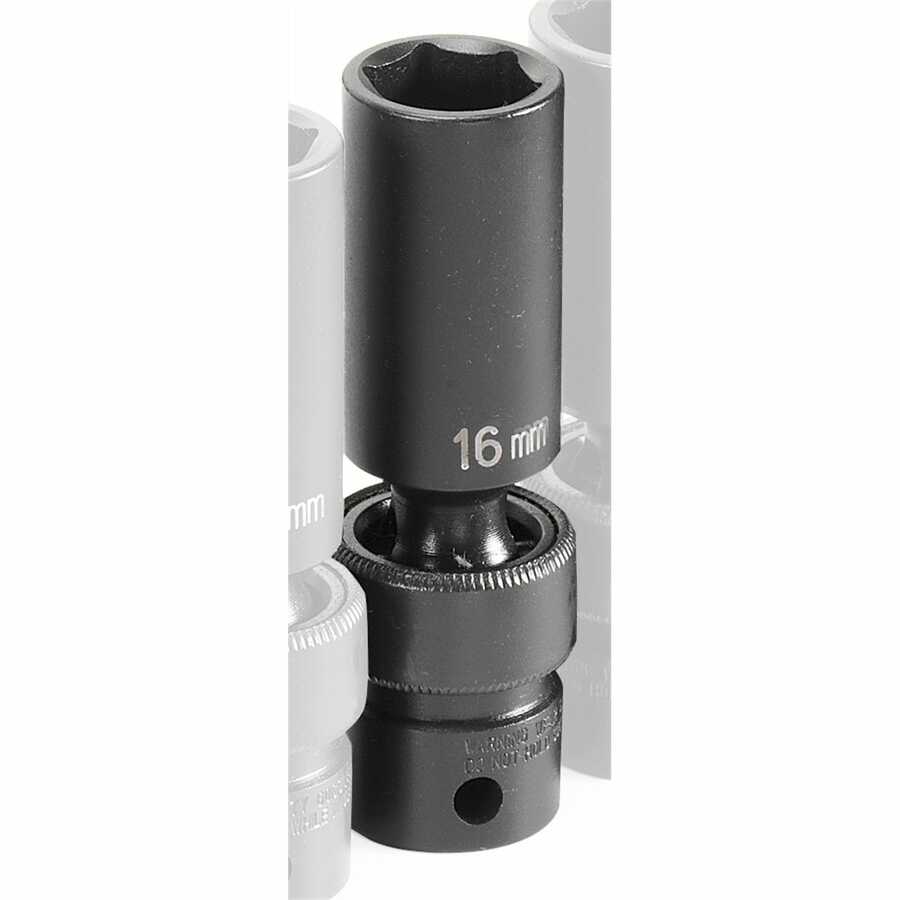 3/8 Inch Deep Universal Impact Swivel Socket 16mm