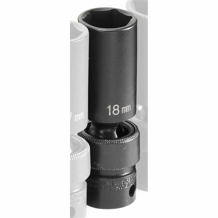 3/8 Inch Deep Universal Impact Swivel Socket 18mm