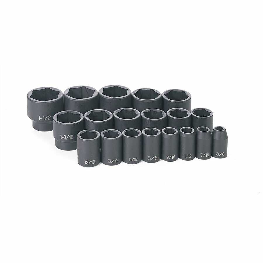 19 Piece 1/2" Drive Fractional Master Impact Socket Set