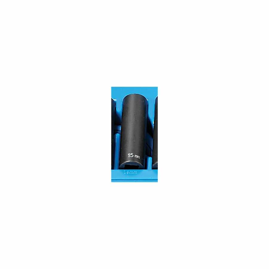 1/2" Drive x 15mm Deep - 12 Point Impact Socket