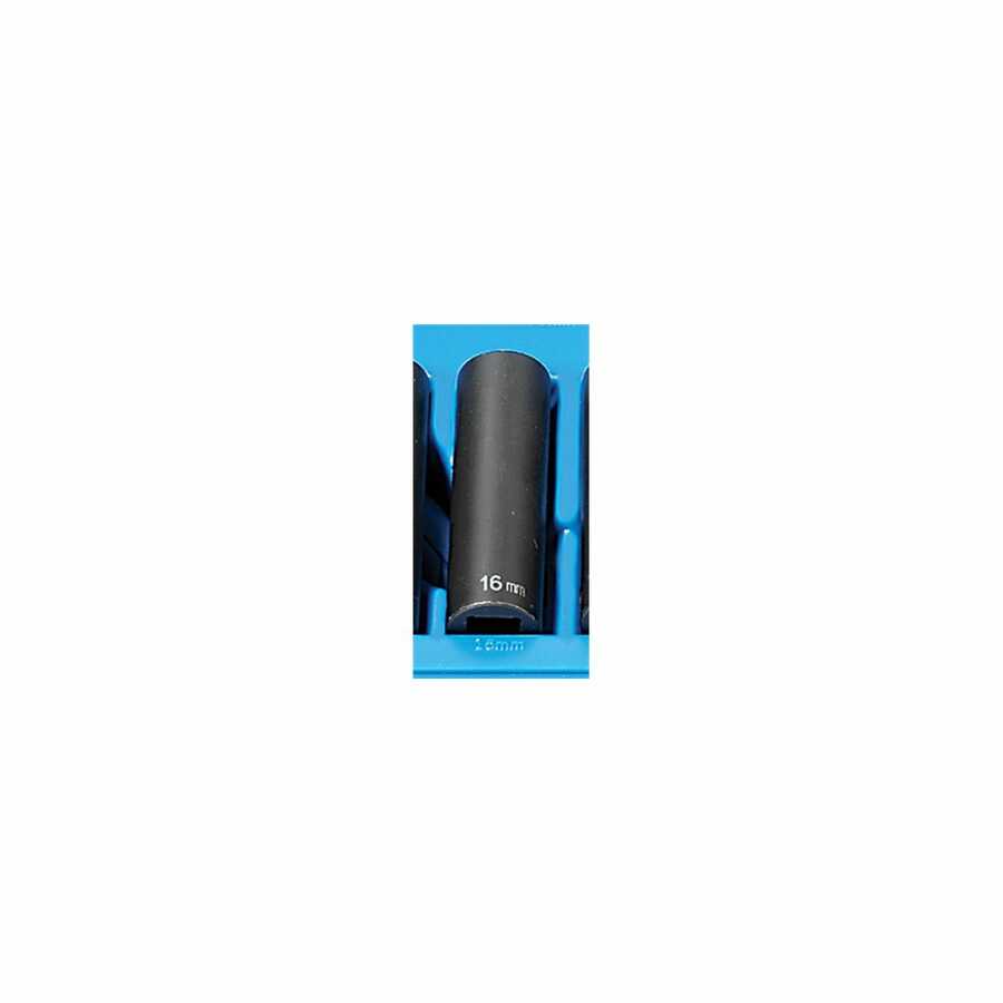 1/2" Drive x 16mm Deep - 12 Point Impact Socket