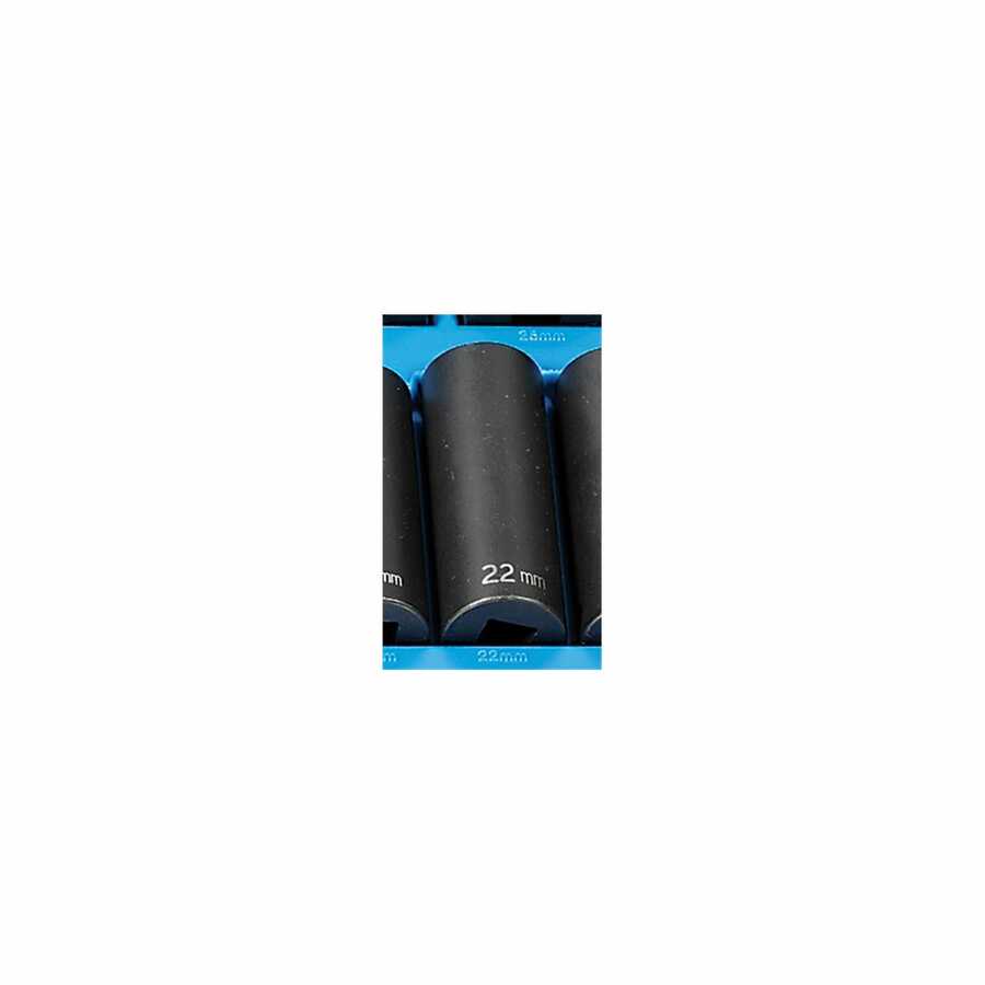 1/2" Drive x 22mm Deep - 12 Point Impact Socket