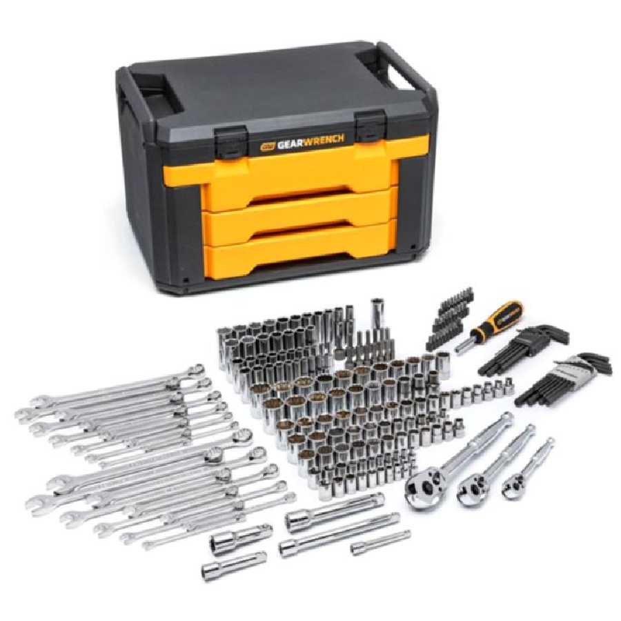 219 Pc. Metric & SAE Socket & Ratchet Set in 3 drawer box