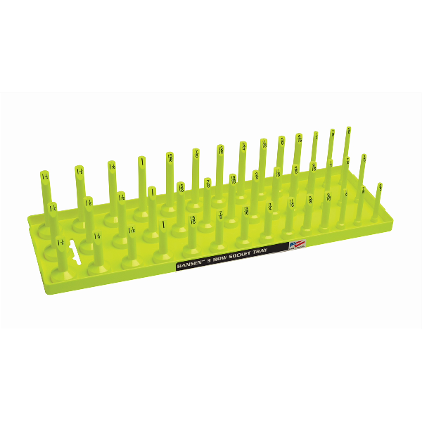 1/2" SAE 3-Row Socket Tray - Hi-Viz Yellow