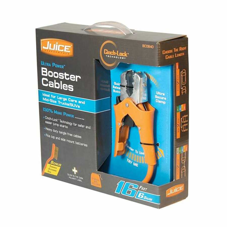 16 ft 6 gauge Juice Booster Cables w/ Cinch-Lock
