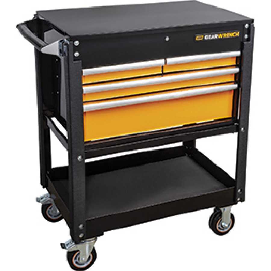 33" 4 Drawer Black & Orange Utility Cart