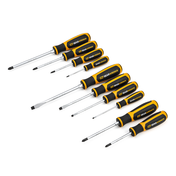 10 Pc Phillips/Slotted/Pozidriv® Dual Material Screwdriver Set