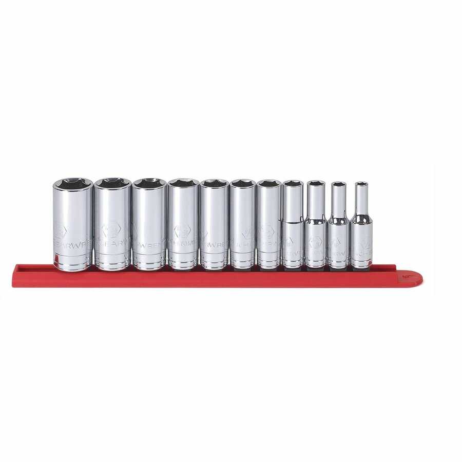 3/8 In Drive 6 Point Deep SAE Socket Set - 11-Pc