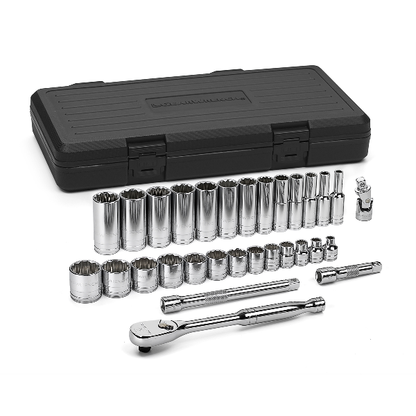 3/8 Inch Drive Fractional SAE 12 Pt Standard & Deep Socket Set 3