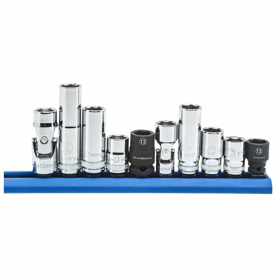 10 Pc. 1/4" and 3/8" Drive 12mm Socket Set