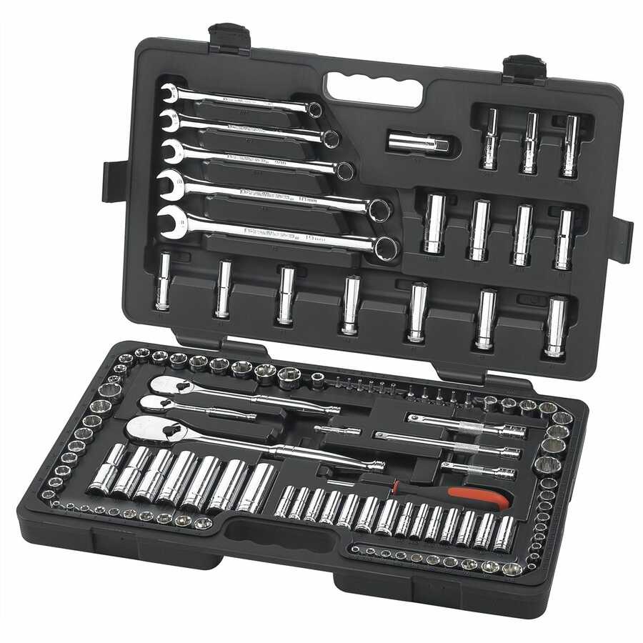 1/4 In, 3/8 In, and 1/2 In Dr SAE/Metric Super Socket Set - 118-