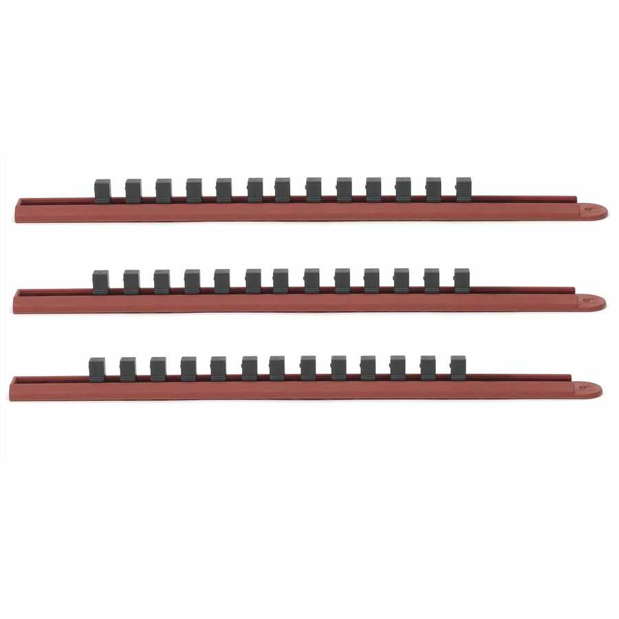 1/4, 3/8 & 1/2 Inch Drive Slide Socket Rail System - 3-Pc