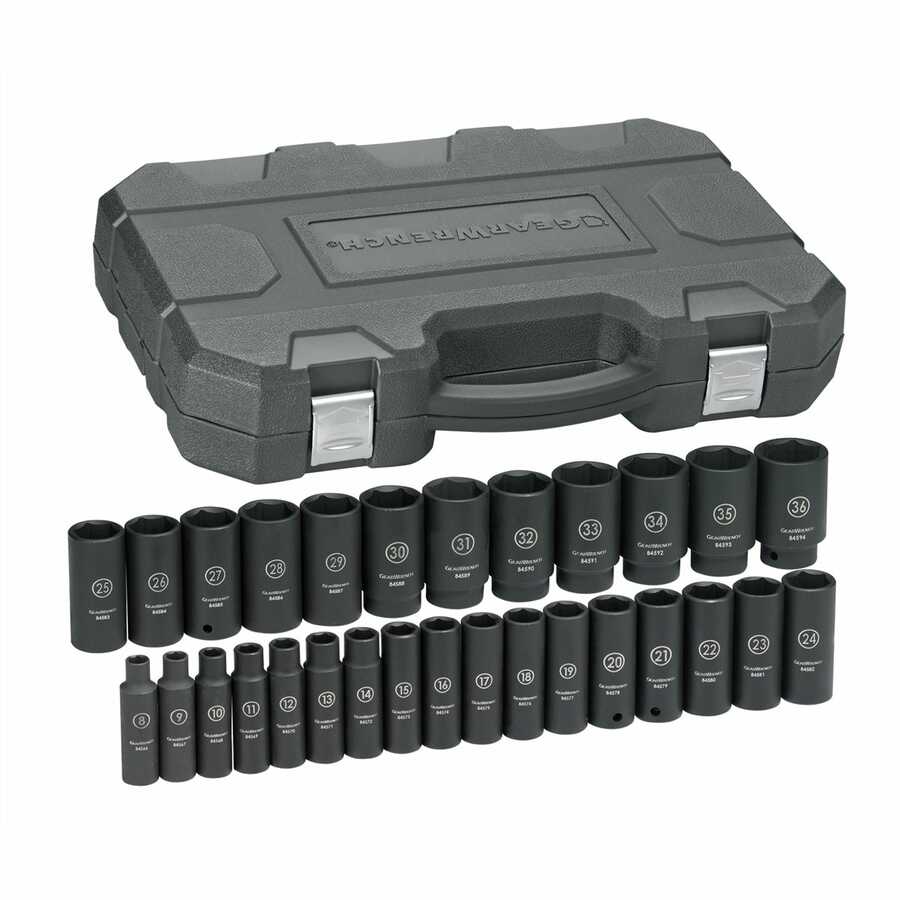 29 Pc. Impact METRIC Deep Socket Set 1/2\" DRIVE