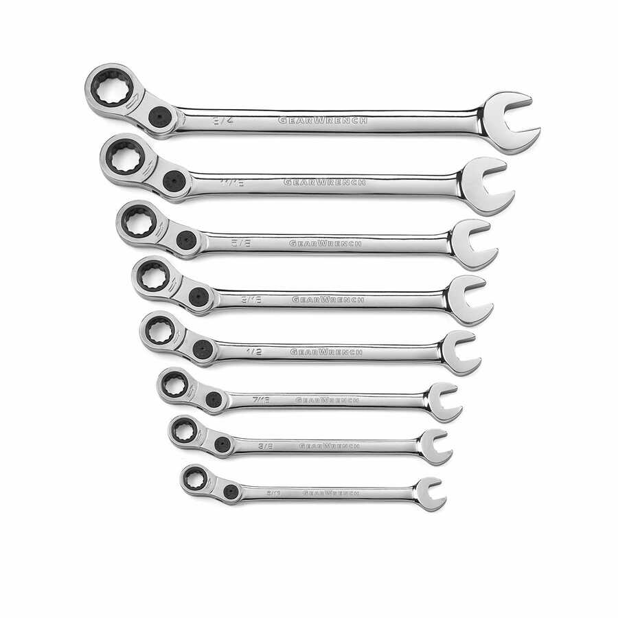 SAE Indexing Combination GearWrench Set - 8-Pc