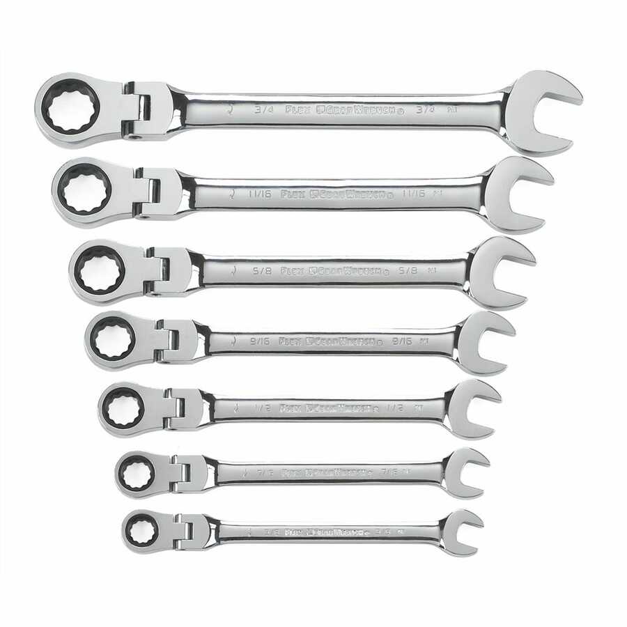Fractional SAE Flex Head GearWrench Set - 7-Pc