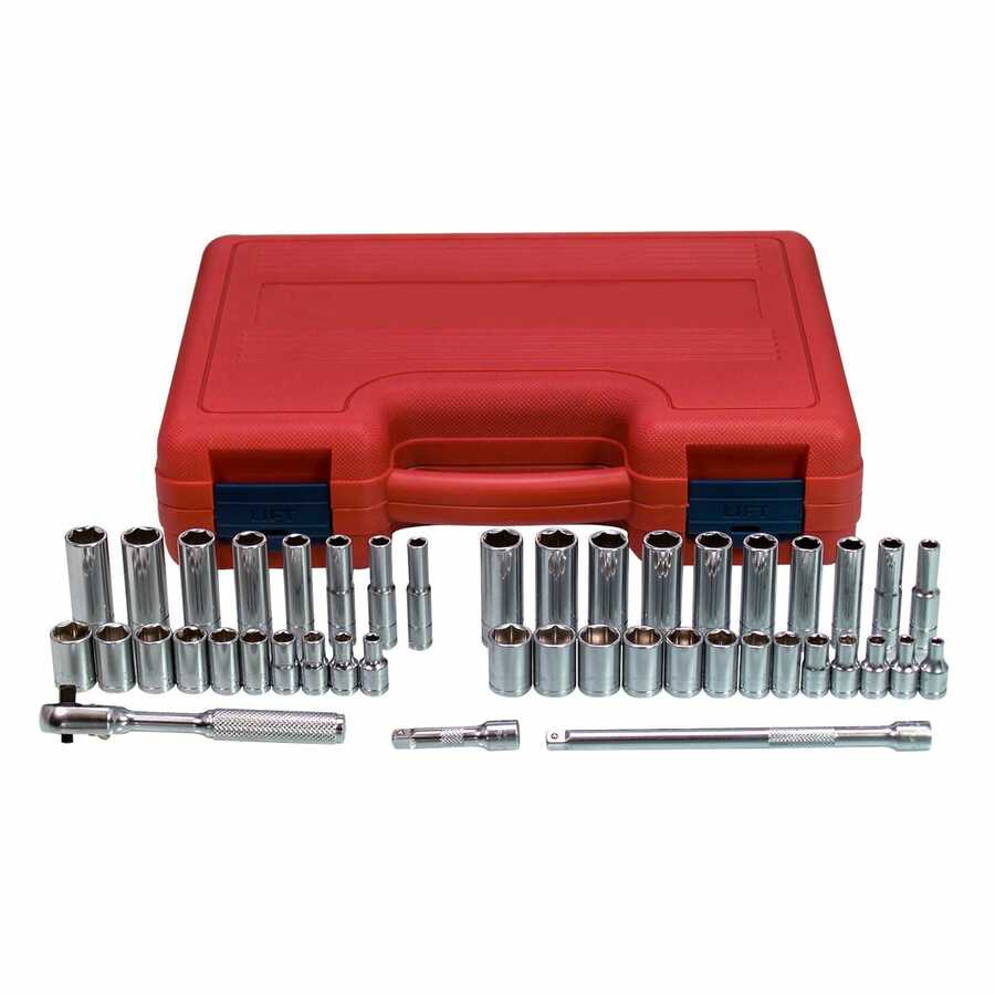 1/4 In Dr 6 Point SAE and Metric Standard and Deep Socket Set -