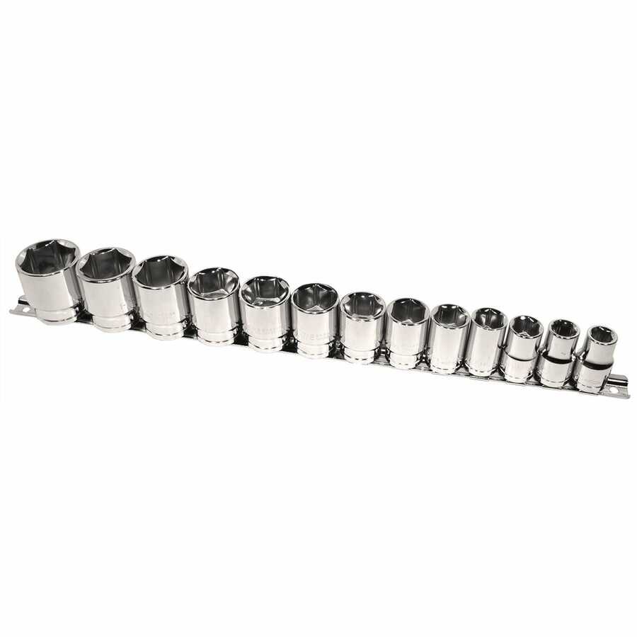 Shallow Socket Set SAE - 1/2 In Dr 6 Pt - 13 Piece