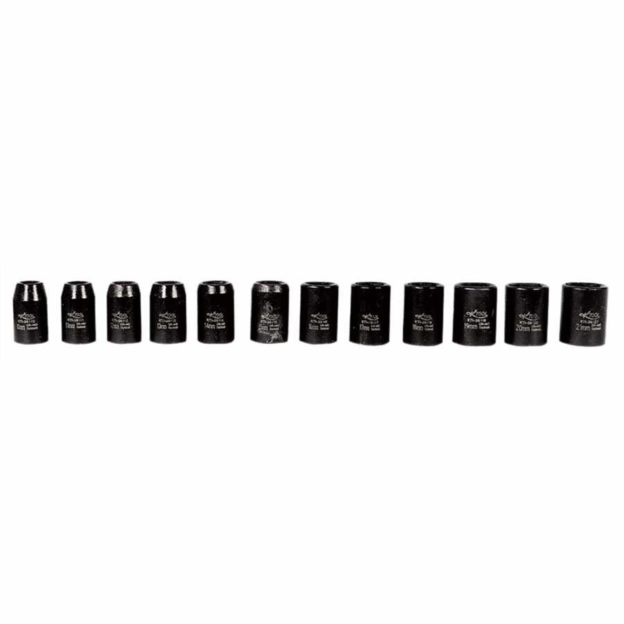 Metric Impact Socket Set - 1/2 In Drive - 12 Piece