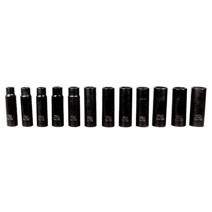 Metric Deep Impact Socket - 1/2 In Dr - 12 Piece