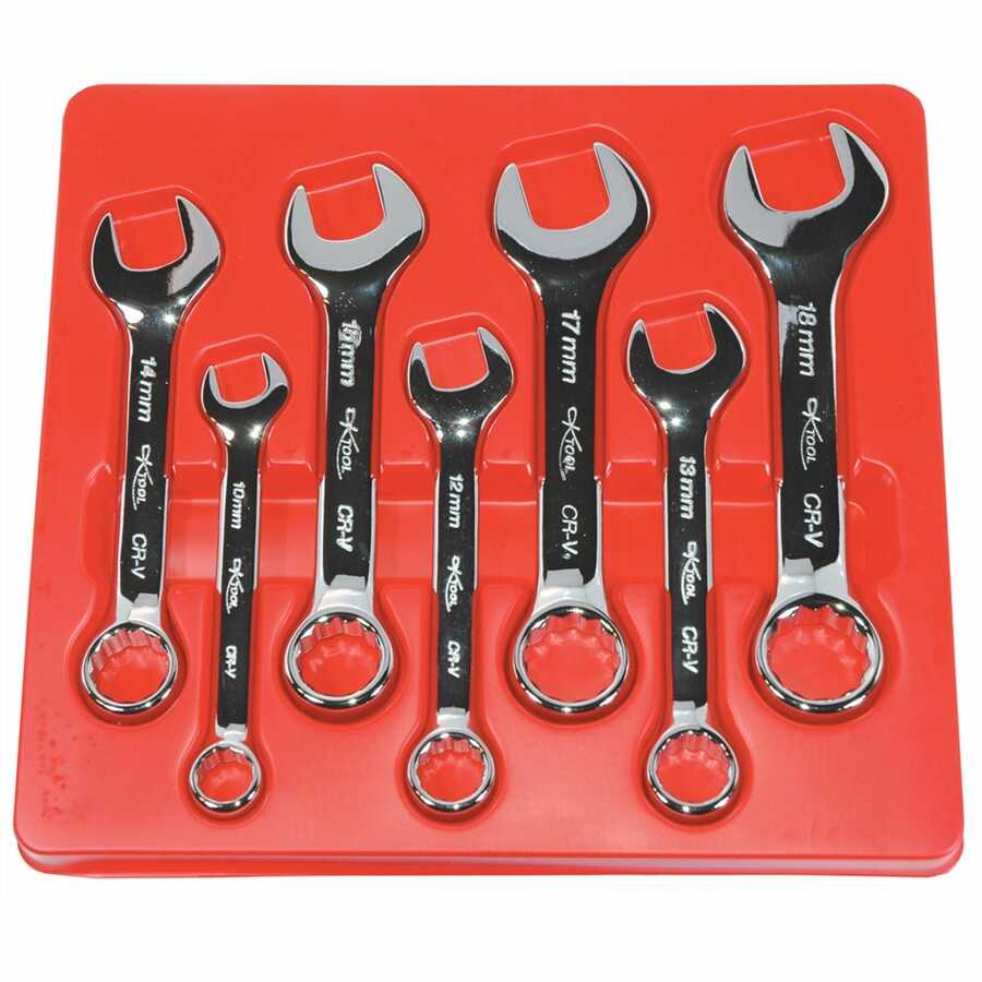 7 Piece High Polish Metric Short Combination Wrench Set