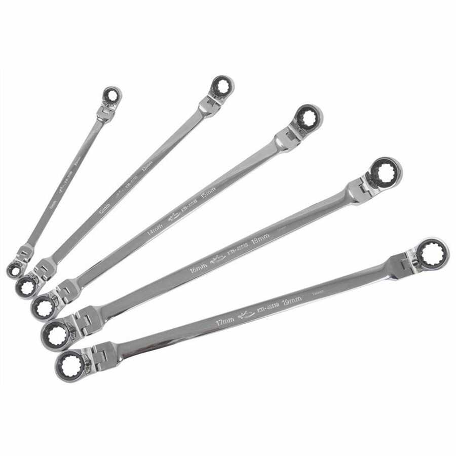 5 Piece Metric XL Double Box Ratcheting Flex Reversible Spline W