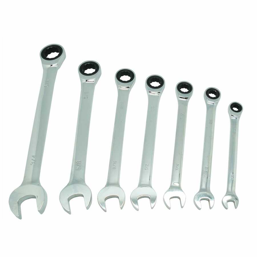 7 Piece Fractional Ratcheting Wrench Set