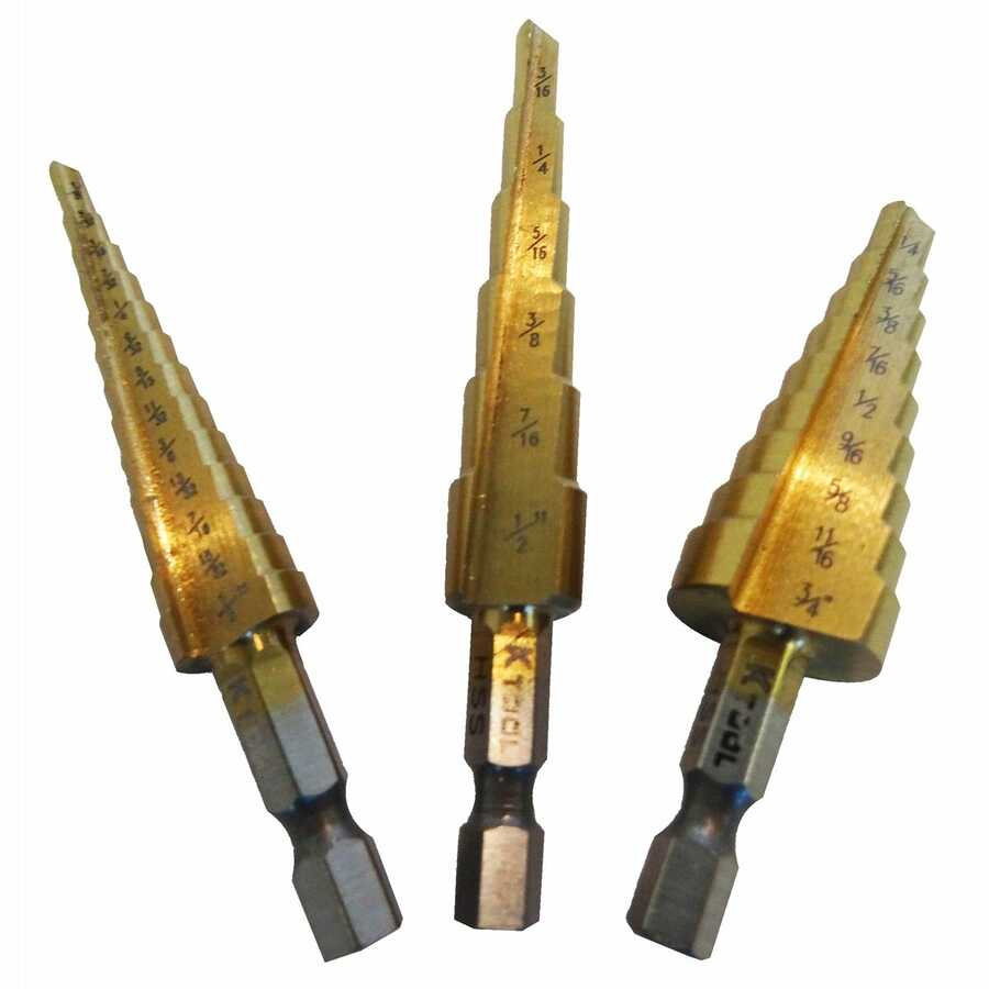 Step Drill Bits 3-Piece Set