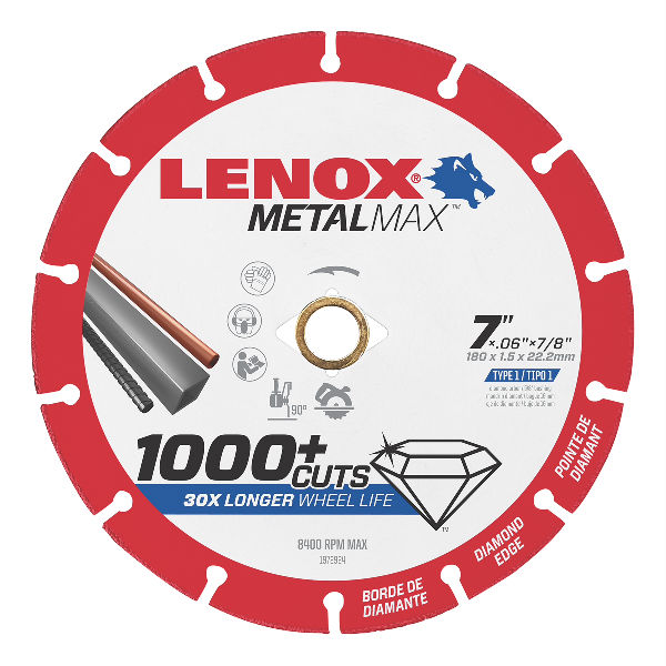 LENOX Metal Max DIAM CUTOFF WHEEL AG/CS 7" X 7/8"