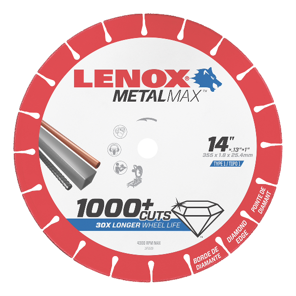 LENOX MEtal Max DIAM CUTOFF WHEEL CH 14" X 1"