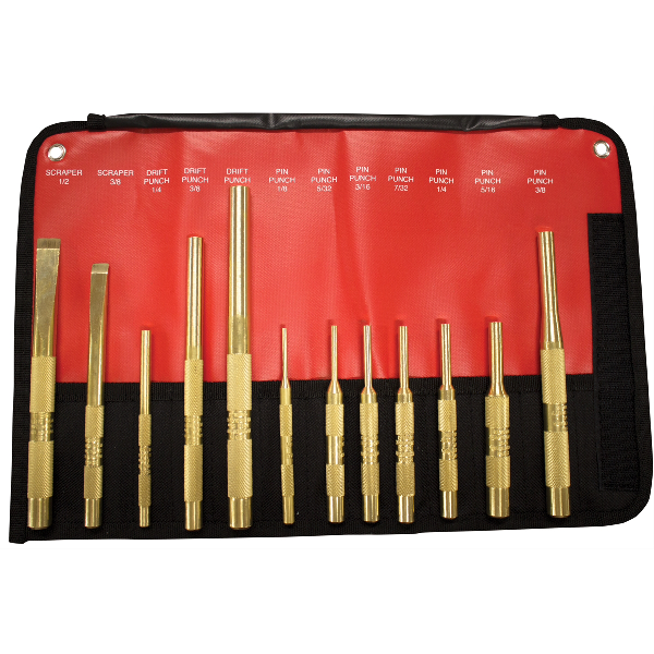 12 PIECE BRASS PUNCH AND SCRAPER SET SAE