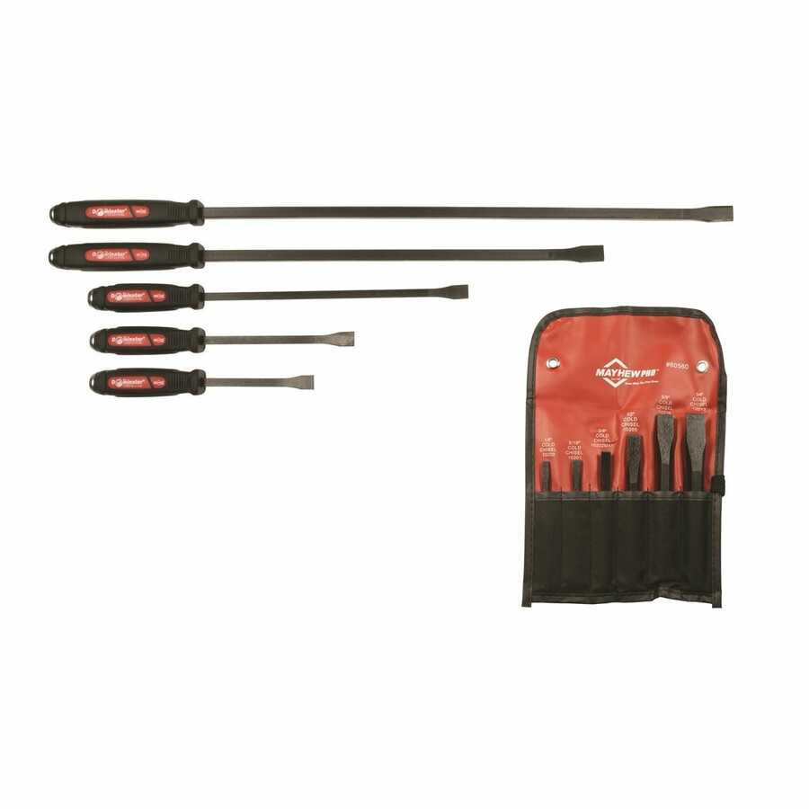 5pc DOM. Pry Bar Set + Free 6pc Cold Chisel Set