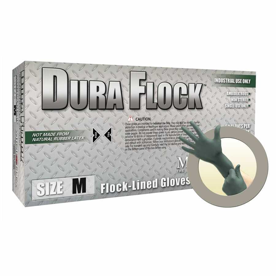 Dura Flock Flock-lined Nitrile Gloves 50/Box - Medium