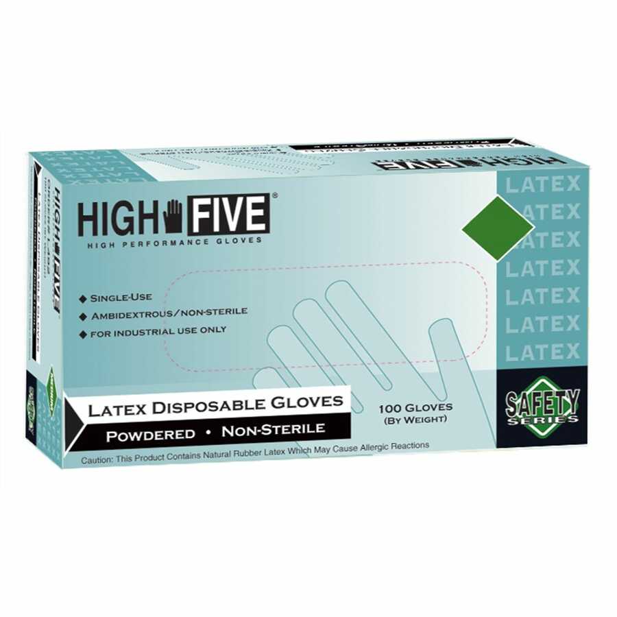 High Five Lightly Powdered Industrial Grade Latex Gloves - Mediu