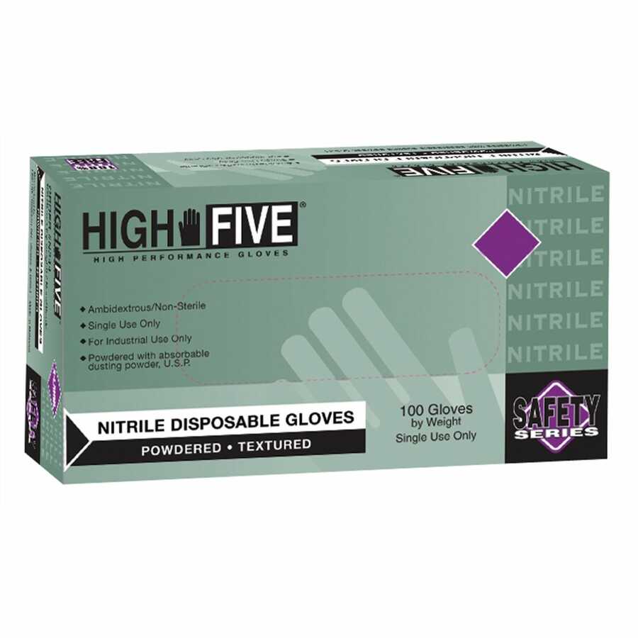 High Five Lightly Powdered Industrial Grade Nitrile Gloves Mediu