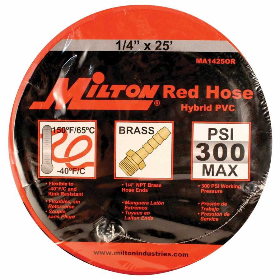 Milton Red Hose PU Hybrid 1/4" X 25' w1/4" NPT