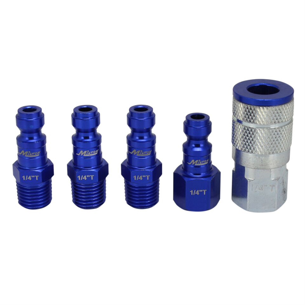 5 Piece T-Style 1/4" NPT Blue