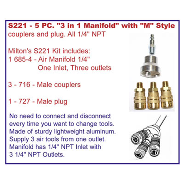 M STYLE 3 N 1 MANIFOLD KIT 5PC