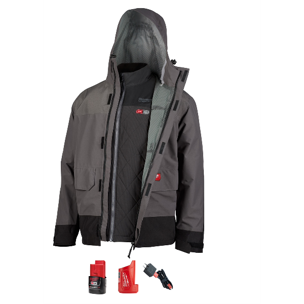 M12 3IN1 HEATED AXIS JACKET KIT W/ GRAY RAINSHELL