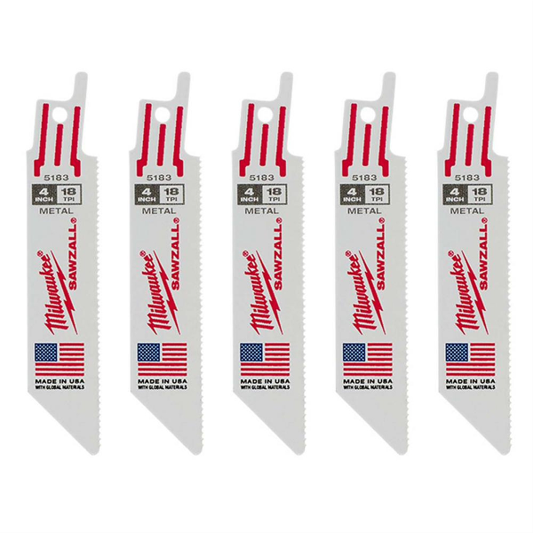 Sawzall Blades 4 In x 3/4 In Metal Cutting 18 TPI 5/Pk