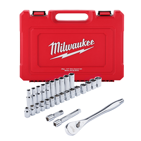 28 pc 1/2" Socket Wrench Set Metric