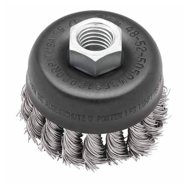 3" WIRE CUP BRUSH, 12,000 RPM, STAINLESS STEEL